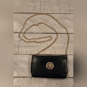 St. John Black Wristlet with Gold Chain Accent